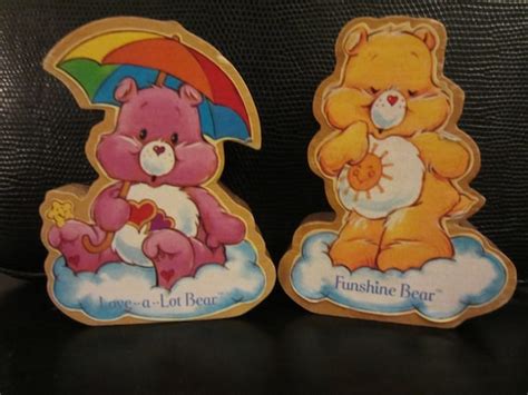 Care Bears Vintage Wood Figurines Love A Lot Bear Funshine