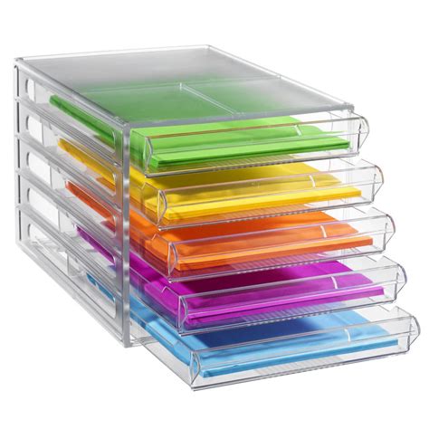 J.Burrows Desktop File Storage Organiser 5 Drawer Clear | eBay