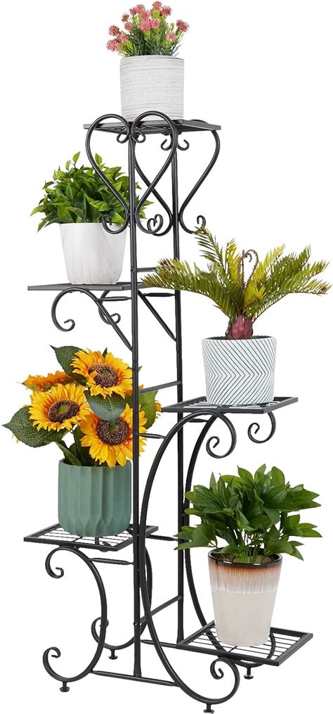 Unho Tall Plant Stand Indoor 5 Tiered Iron Plant Shelf Garden Display