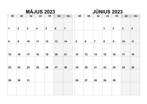 Naptár 2023 május június naptar su