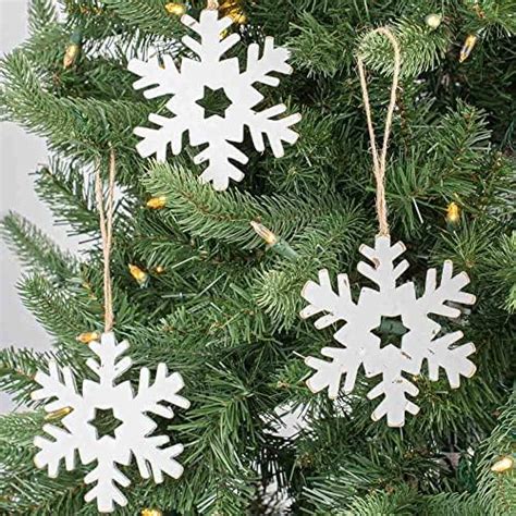 Gsd 30pcs Wooden Snowflakes Ornaments Rustic Hanging Wood