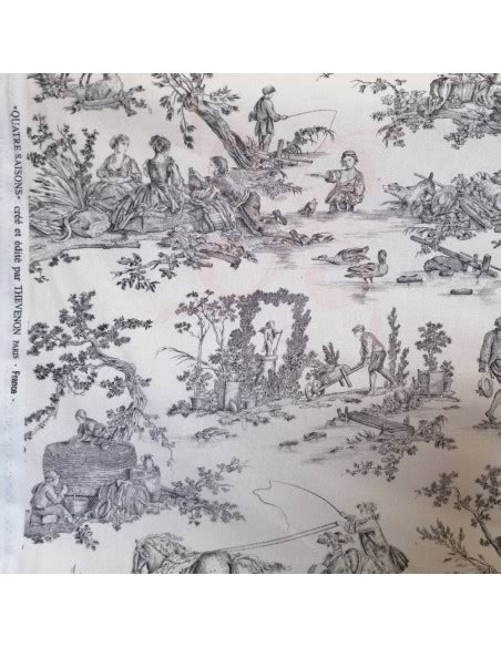 Quatre Saisons Tissu Coton Scènettes Style Toile De Jouy Thévenon