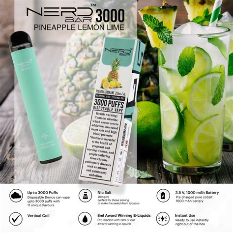 NERD BAR 3000 Pineapple Lemon Lime Disposable Vape In Abu Dhabi Vape