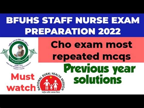 Bfuhs CHO Staff Nurse Exam Preparation 2022 Golden Points Of Nursing