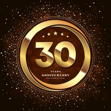 Premium Vector 30th Anniversary Logo With Double Rings And Gold Font Decorated With Glitter