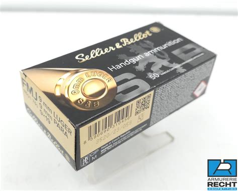 BOITE DE 50 CATRTOUCHES CAL 9X19 115gr SELLIER BELLOT MUNITIONS