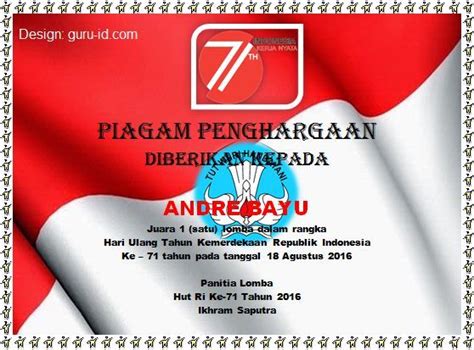 Download Piagam 17 Agustus Hut Ri Ke 74 Tahun 2019 Modul Ajar