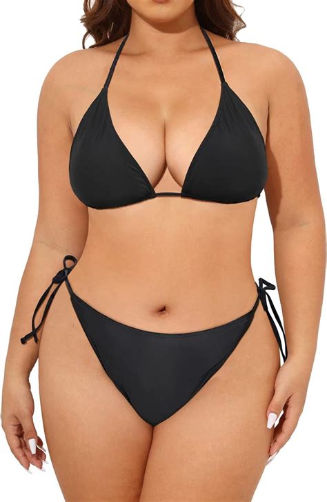 Amazon Tempt Me Women Plus Size Triangle Bikini String Two Piece