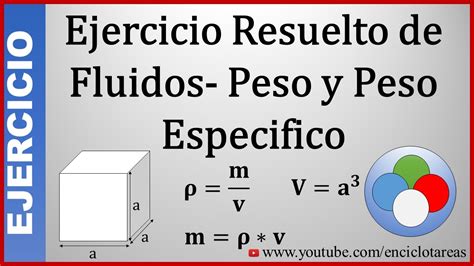 Ejercicio Resuelto De Mec Nica De Fluidos Peso Y Peso Especifico