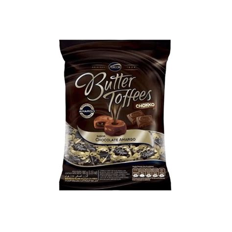 Balas De Chocolate Amargo Arcor Butter Toffees Embalagem 100g