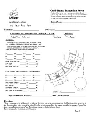 Fillable Online Curb Ramp Inspection Form Fax Email Print Pdffiller