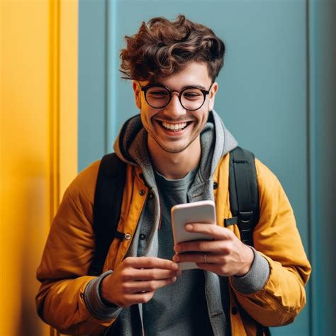 Premium AI Image A Man Wearing A Yellow Jacket And Glasses Is Smiling