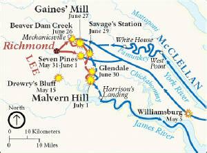 Peninsula Campaign Civil War Seven Days Battles Virginia Map