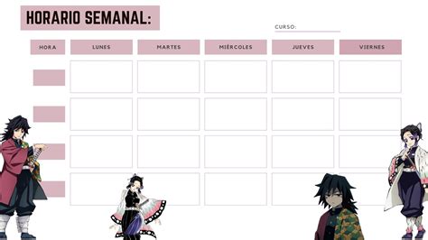 Horario Organizador Semanal Kimetsu No Yaiba Demon Slayer En 2022