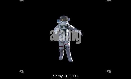 Astronaut In White Modern Scaphandre Go In The Space 3d Render