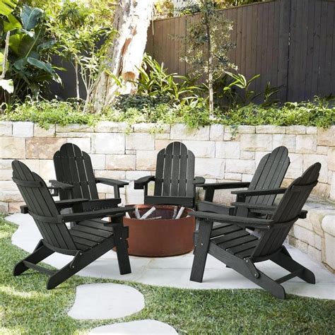 Lue Bona Recycled Black Hdps Folding Plastic Adirondack Chair Weather