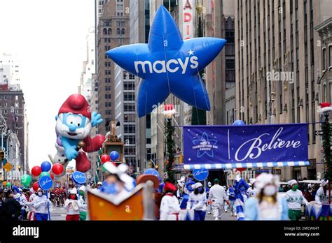 The Macys Star Balloon Floats In The Macys Thanksgiving Day Parade On