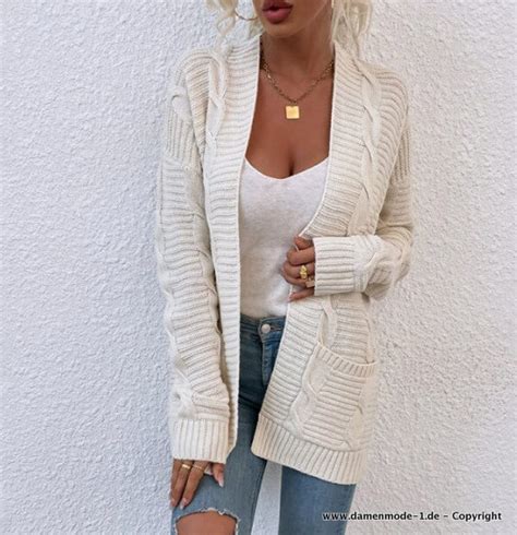 Neuheiten Kurze Damen Strickjacke Cardigan Mit Taschen