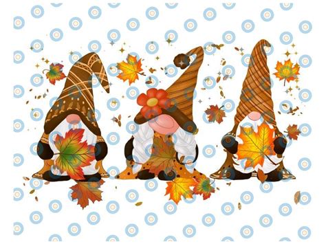 Thanksgiving Gnomes PNG Fall Leaves Fall Gnomes Clipart Nordic