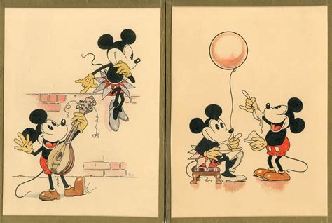 Pair Of Early S Mickey Minnie Mouse Original Production Art