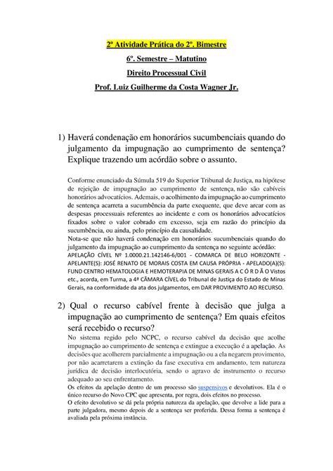 Coisa Julgada A O Recis Ria E Execu O Civil Atividade Avaliativa