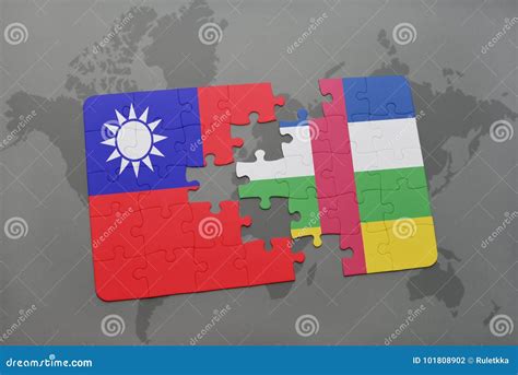 Raadsel Met De Nationale Vlag Van Taiwan En De Centraalafrikaanse