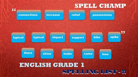 English Grade 1 Spelling List 11 Youtube