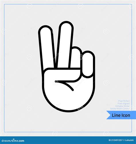 Hand Peace Sign Hand Gesture Victory Symbol Thin Line Icon