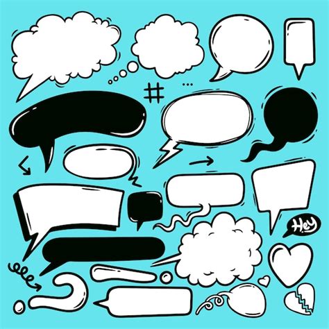 Premium Vector Speech Bubbles Hand Drawn Line Art Vector Doodle