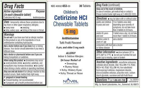 Dailymed Cetirizine Hydrochloride Tablet Chewable