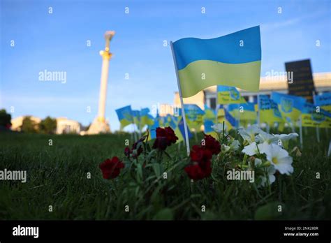 Ukrainian National Flags Are Set To Mourn The Victims Of The Russian