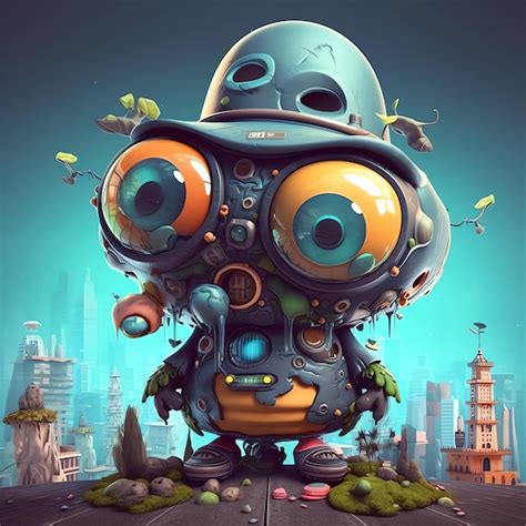 Premium AI Image | A cartoon robot with many parts on it