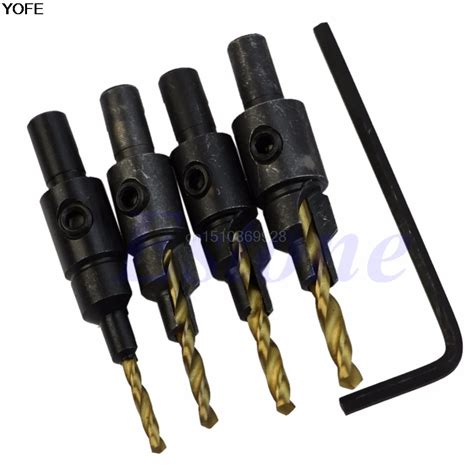 4Pcs HSS Countersink Drill Bit Set Quick Change Hex Shank Screw 6 8