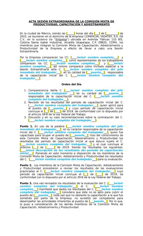 4 Formato Acta de Reunión de la Comision Mixta Evaluación