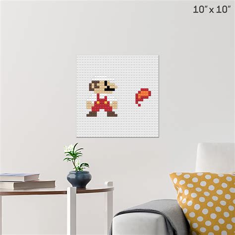 Fireball Mario Pixel Art Wall Poster - Build Your Own with Bricks! - BRIK