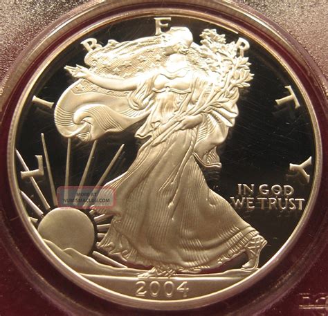 2004 W 1 Oz Proof Silver American Eagle 1 Pcgs Pr70 Deep Cameo