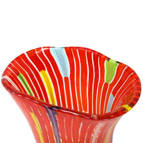 Anzolo Fuga Hand Blown Vase With Multicolor Vertical Rods