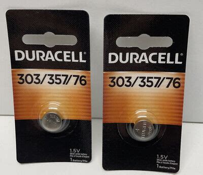 Lot Of 2 Duracell 303 357 76 1 5V Silver Oxide Button Cell Battery