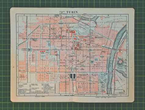 1892 Vintage Map of Turin