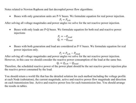 Solved Matlab For The Power Flow Analysis Using The Fast