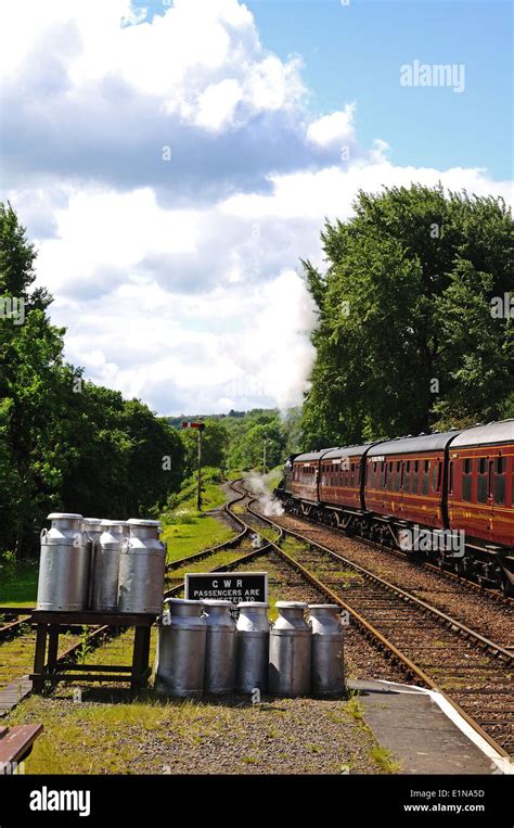 Steam train leaving station, Hampton Loade, Shropshire, England, UK ...