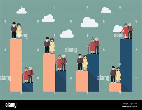 Aging Population With Worker Trend Vector Illustration Stock Vector