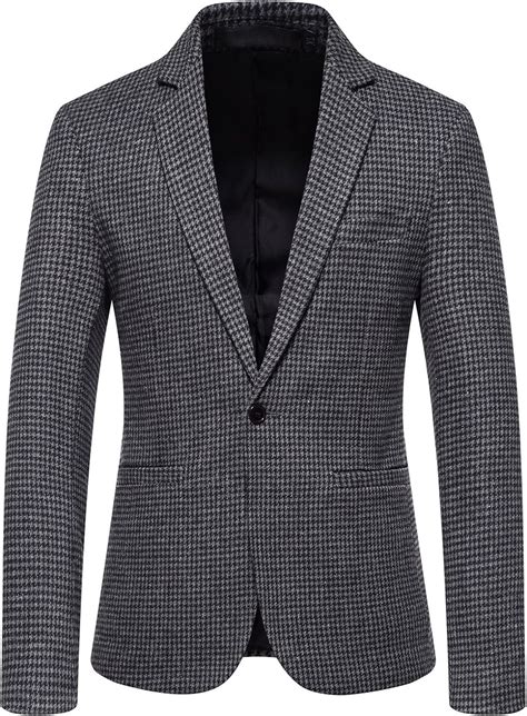 Mens Plaids Suit Blazer Slim Fit One Button Notch Lapel Casual Daily