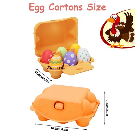 24 Pack Half Dozen Colored Egg Cartons Colorful Reusable Natural Pulp Paper Egg Cartons 6 Count