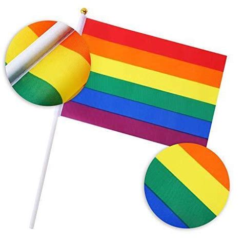 60 Pack Gay Pride Flags Mini Small LGBT Rainbow Stick Flags For Rainbow