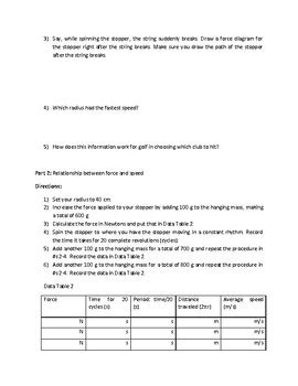 Uniform Circular Motion Lab By Simple Investigations Tpt