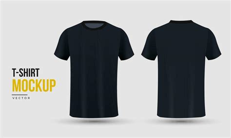 Blank Black T Shirt Template Front And Back Views 24469660 Vector Art