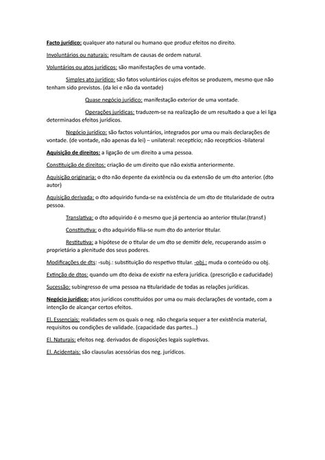 Apontamentos De Tgdc Ii Facto Jur Dico Qualquer Ato Natural Ou