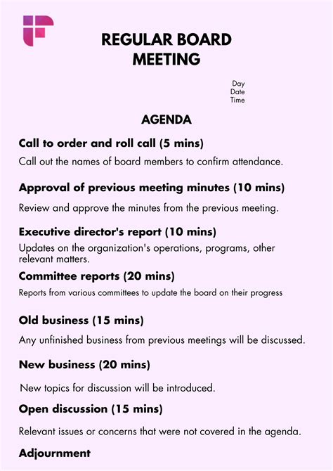 8 Free Board Meeting Agenda Templates | Fireflies.ai