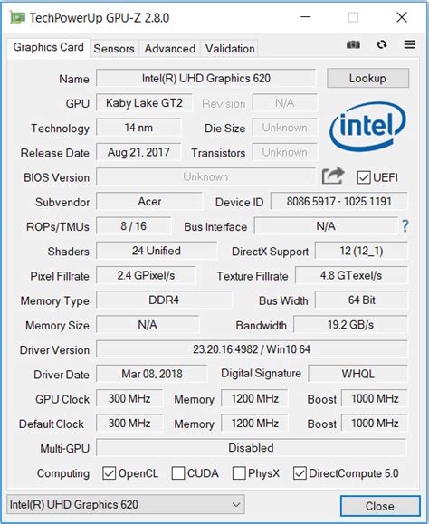 Intel uhd graphics 620 - insightsose